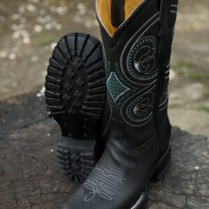 Bota Rodeo Semicuadrada Clasica Color Negro