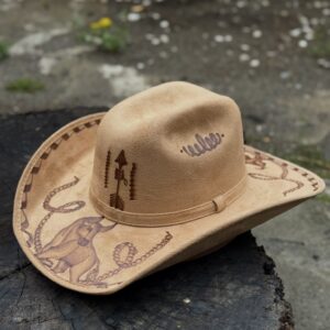 Sombrero Diseño Cincelado – Dama Color Café (Grabado Láser)