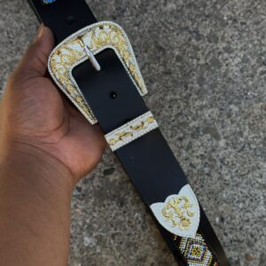Cinto Dama Diseño Chaquira - Hebilla Dorada